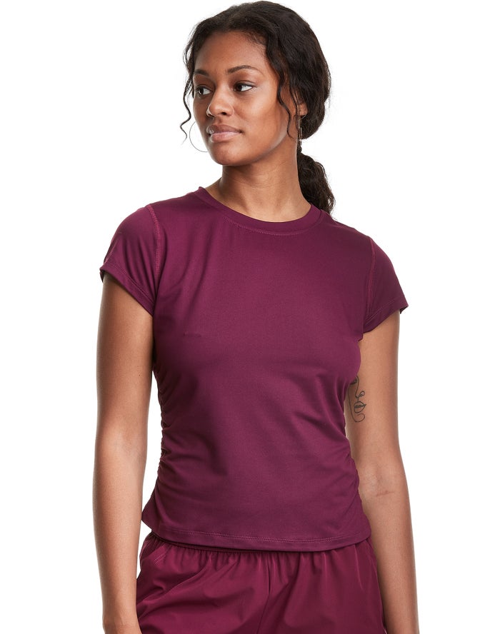 Champion Soft Touch Ruched Side - Naisten TummanVioletit T-Paita - Suomi 1852497-ML